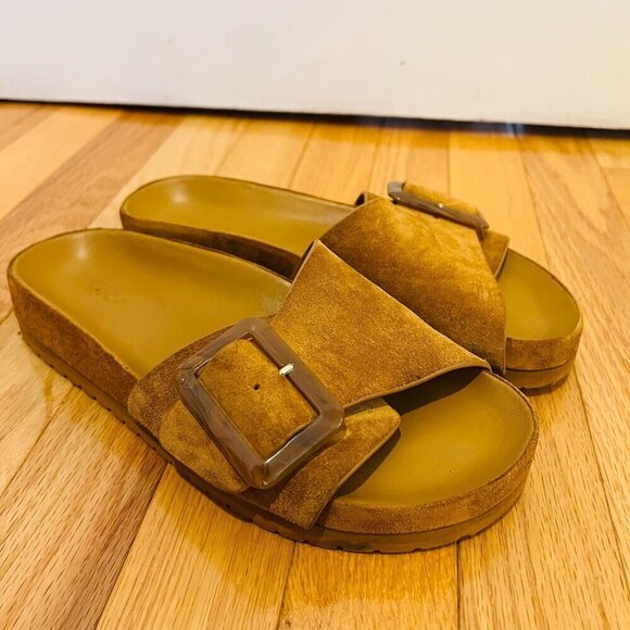 Vince Shoes - VINCE Grant Slides Womens Size 8 M Shoes Suede Espadrille Slip-On Flat Sandals